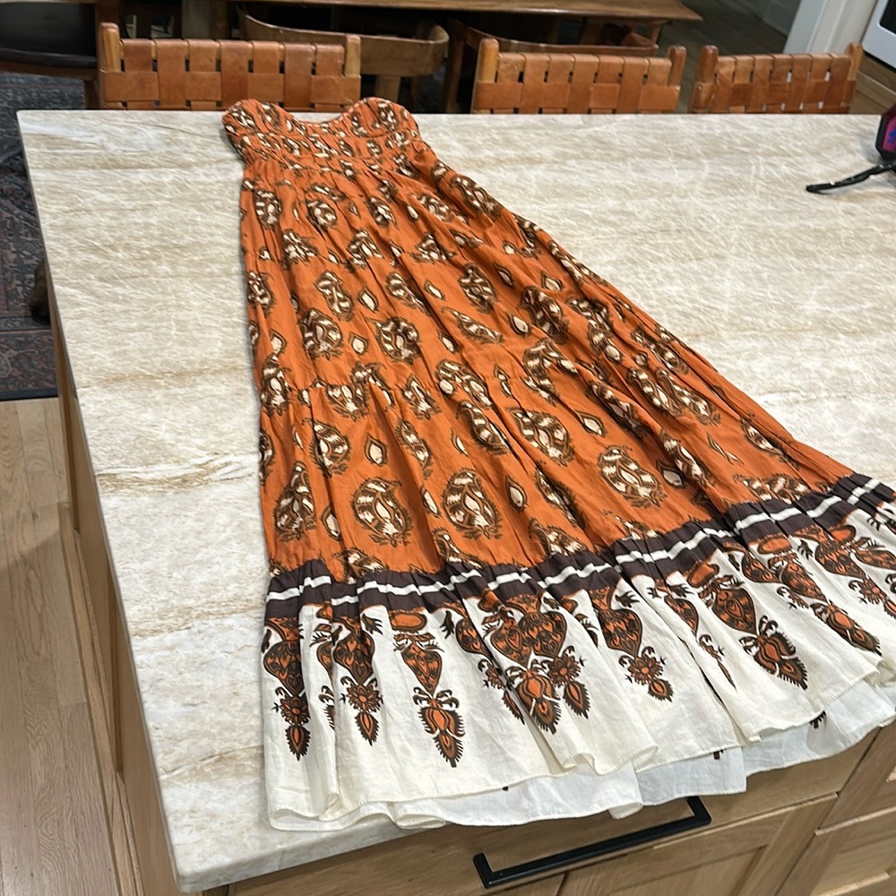 Johanna Ortiz Orange and Cream Floral Maxi Dress